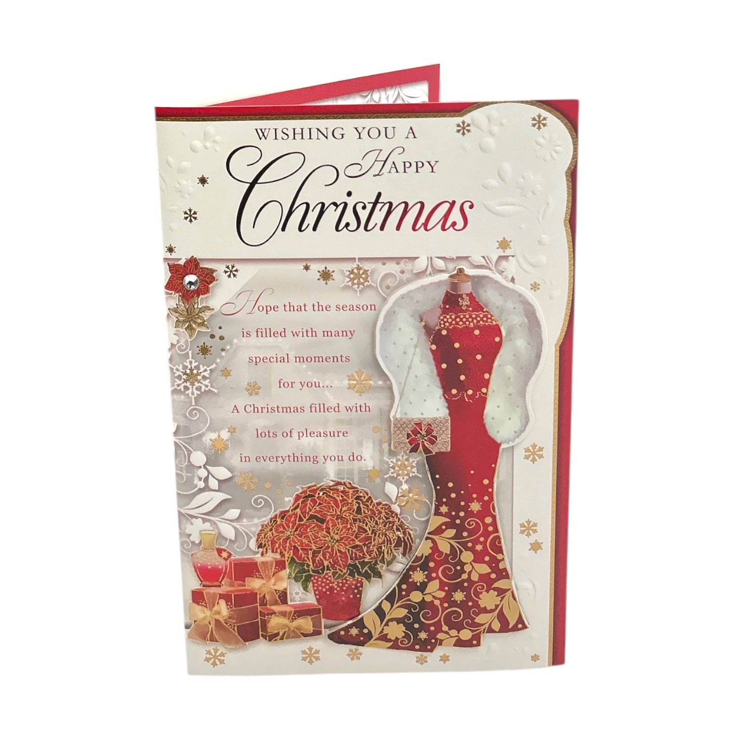 Pretty Dress Design Female Open Christmas Card