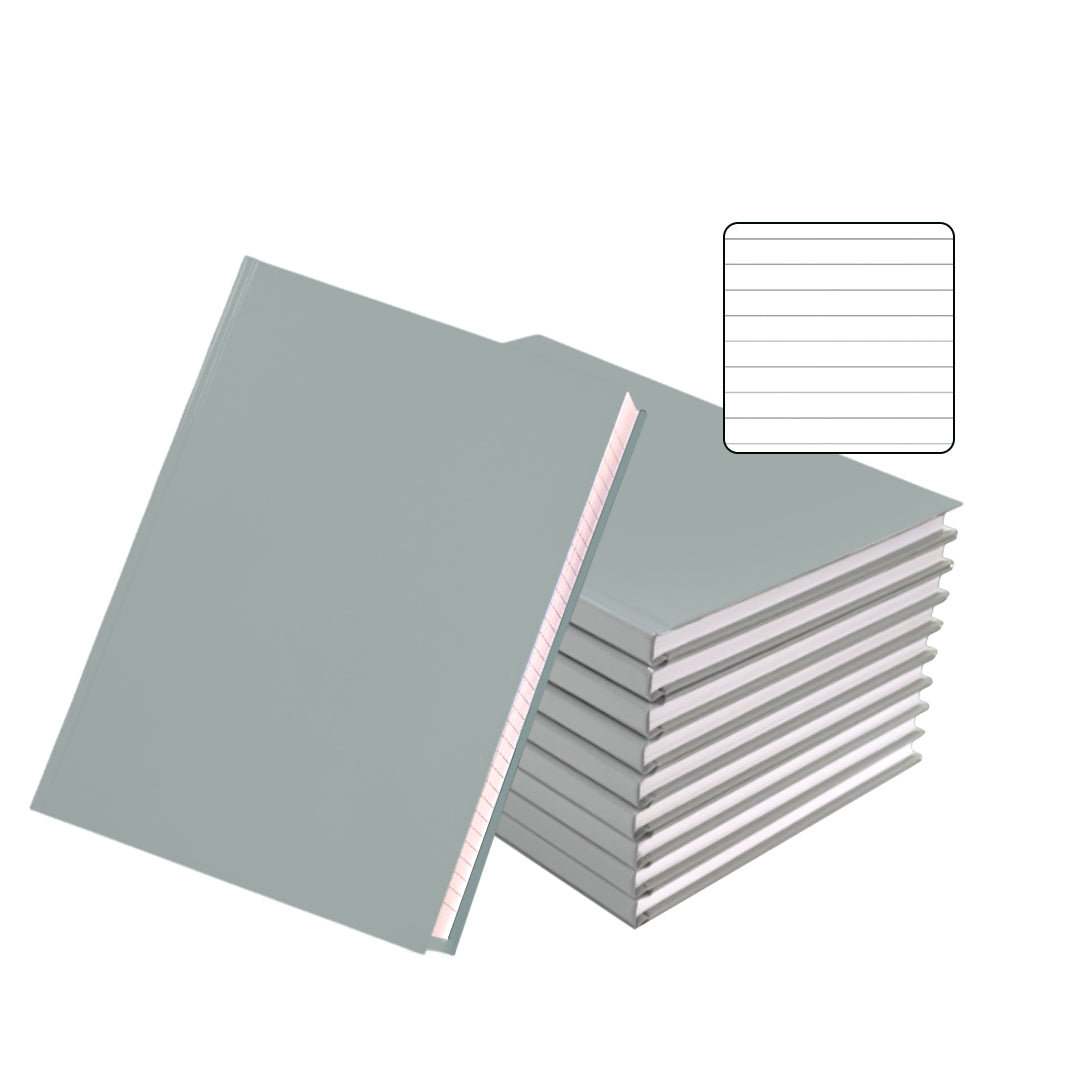 Pack of 10 A5 160 Pages 8mm Ruled Grey Casebound Notebooks– Choice ...