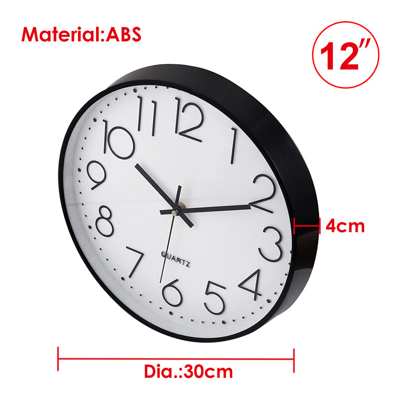 12" Plastic Shell Quartz Classroom Office Home Clock