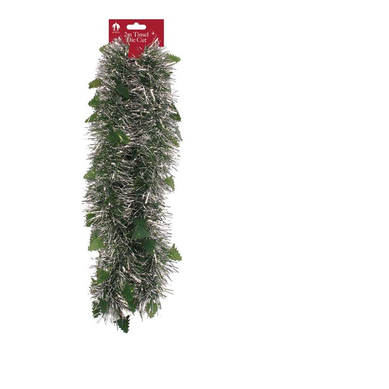 2m Christmas Die Cut Xmas Tree Tinsel - Silver