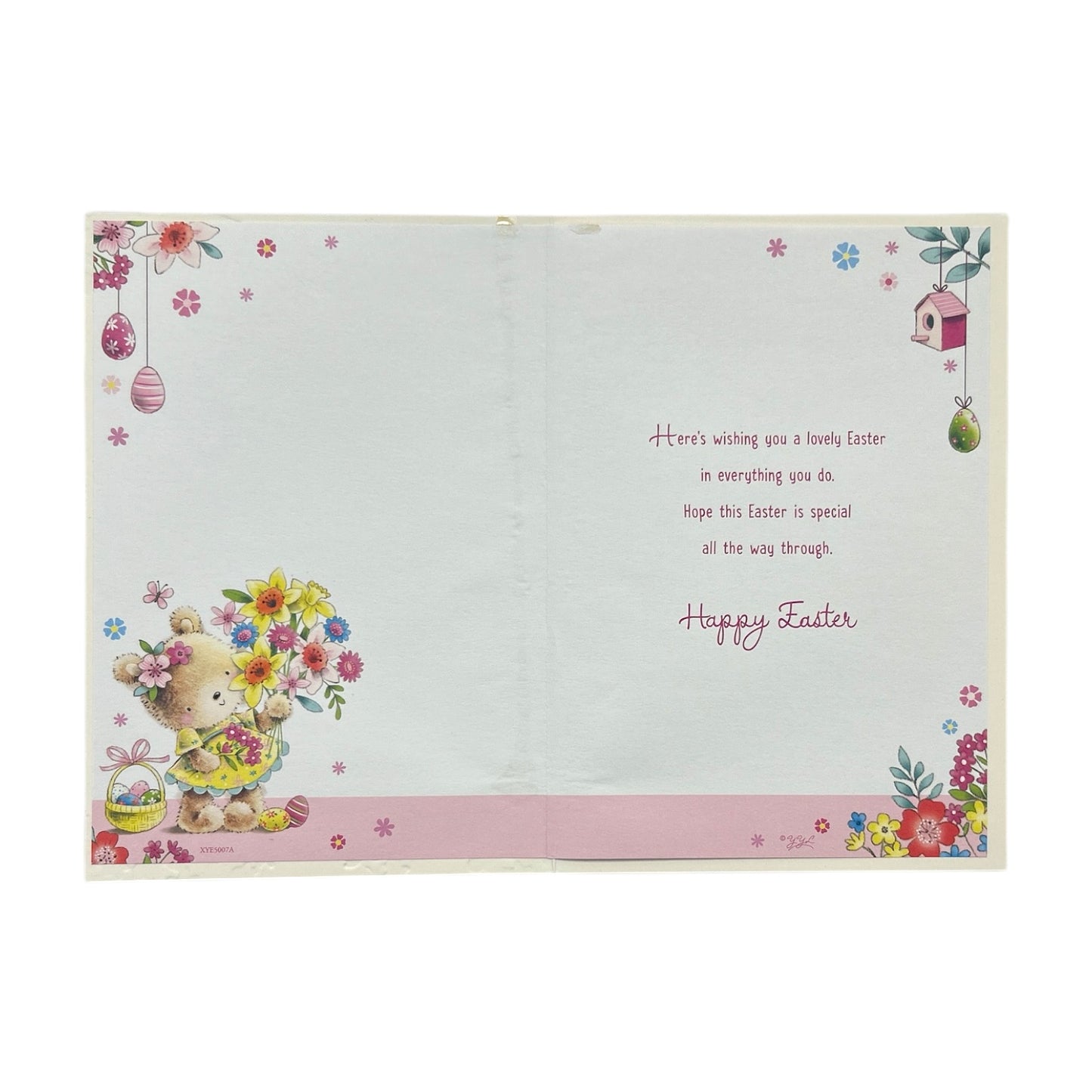 For A Special Daughter Teddy With Bunch Of Flower Design Easter Card