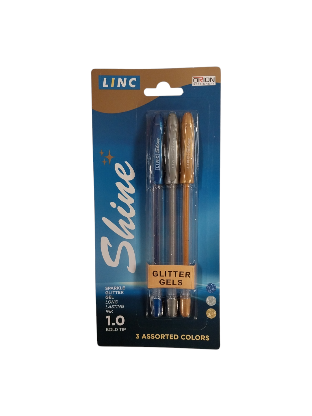 Pack of 3 Christmas Glitter Gel Pens - Gold Silver Blue