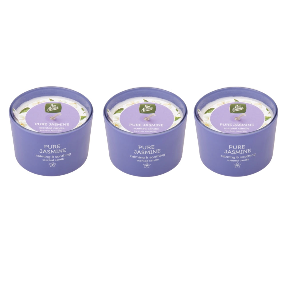 Pack of 3 Pan Aroma Pure Jasmine Scented Jar Candles 85g