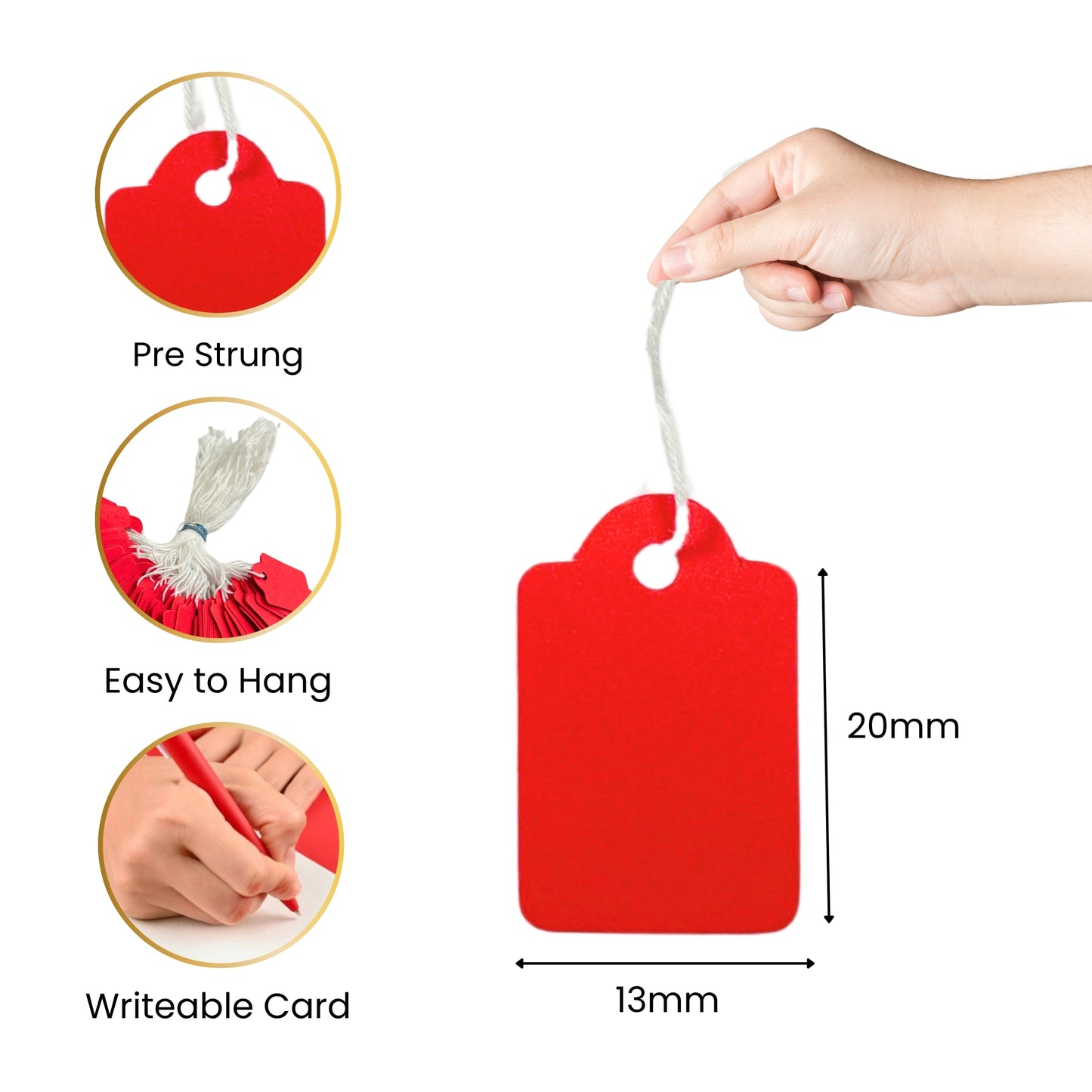 Pack of 1200 Small Buff Strung Tags 13 x 20mm