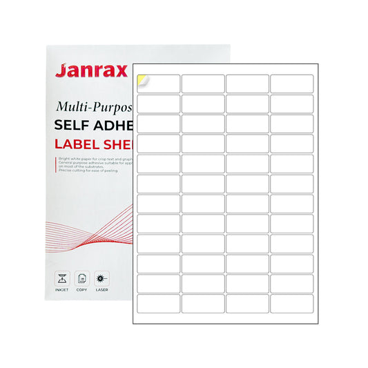Pack of 4800 White 49x24mm Self Adhesive Labels (48 Labels per A4 Sheet)