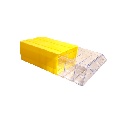 Yellow Stackable Plastic Storage Drawers L203xW135xH79mm with Removable Compartments