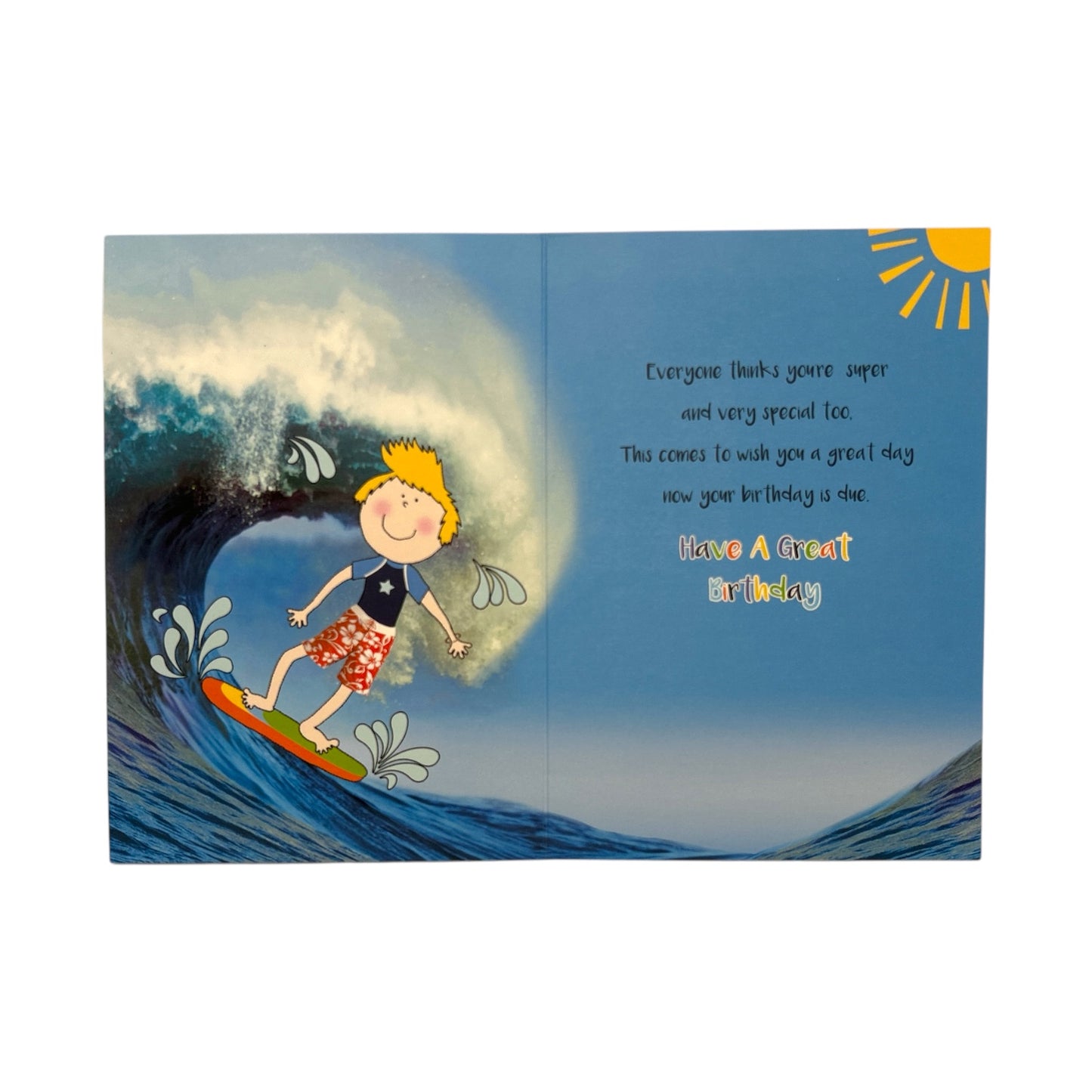 Boy Surfing Design Juvenile Fun Birthday Card