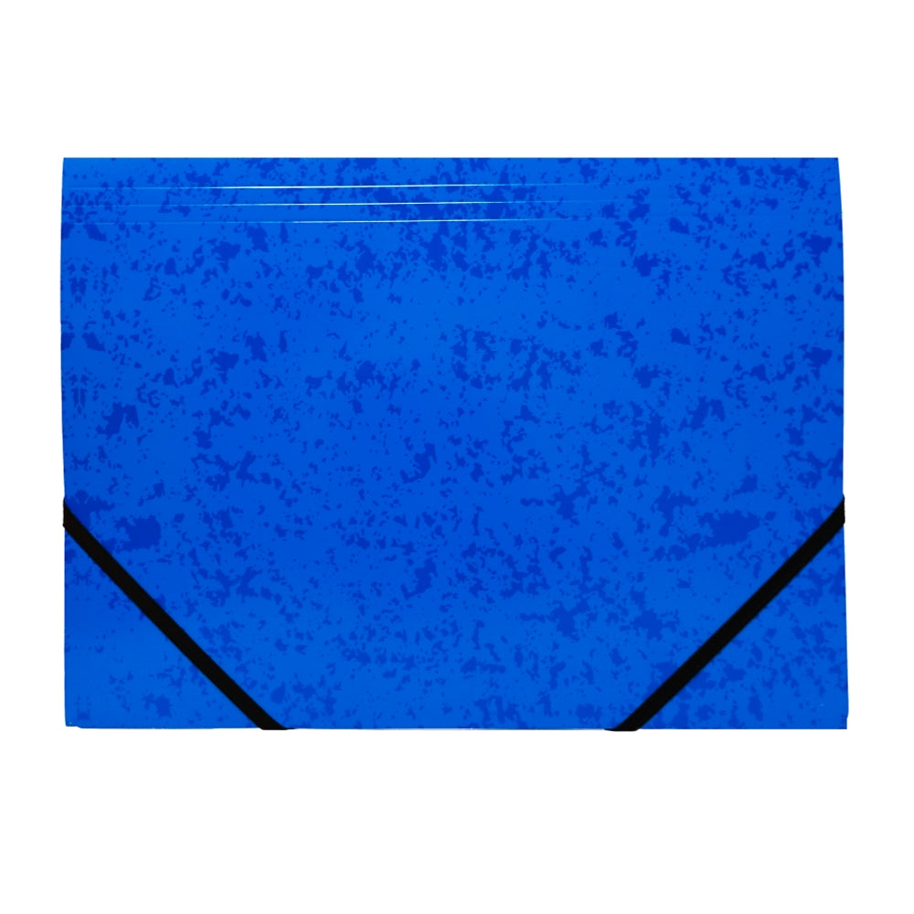Pack of 12 A4 Blue Card 3 Flap Folders With Elastic Closure