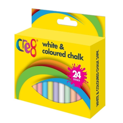 Pack of 24 White and Coloured Chalks