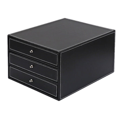 PVC Black 3 Drawer Desktop Organizer 25 x 33 x 18cm