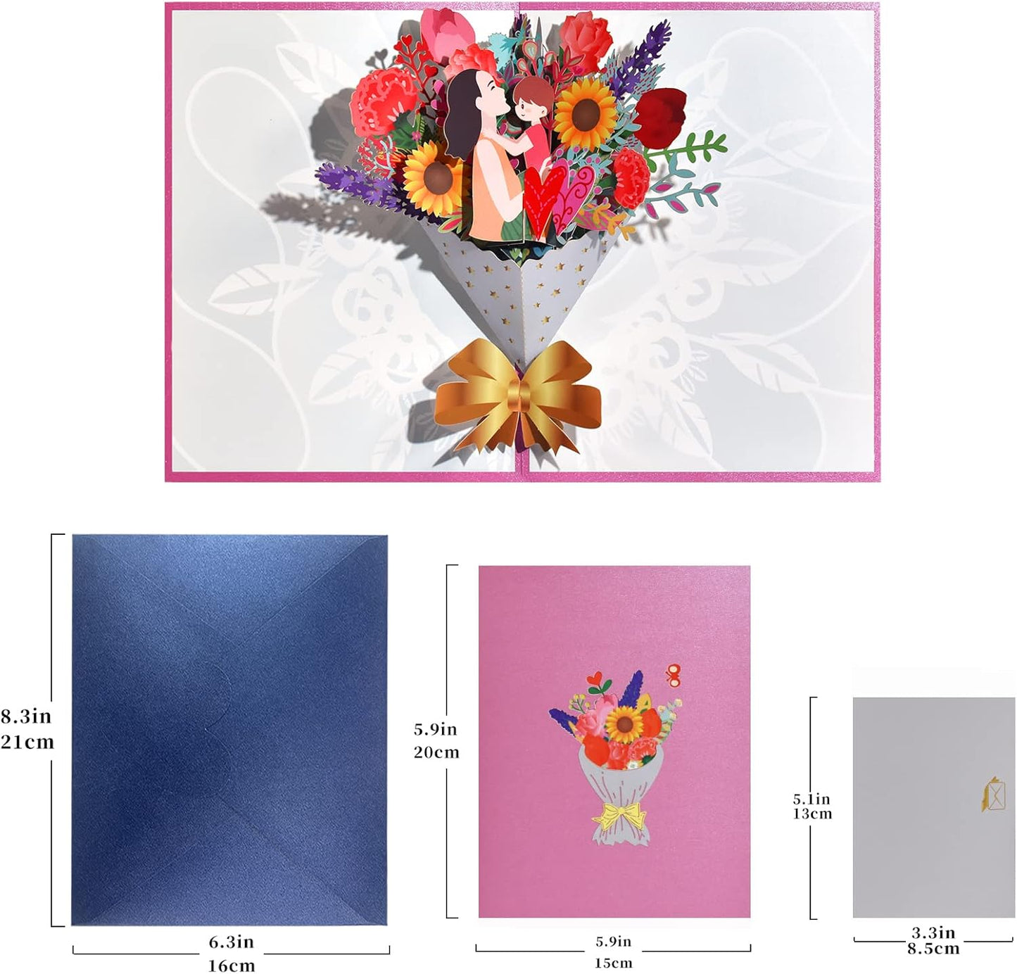 Tender Mom-Child Bouquet 3D Pop Up Mother's Card