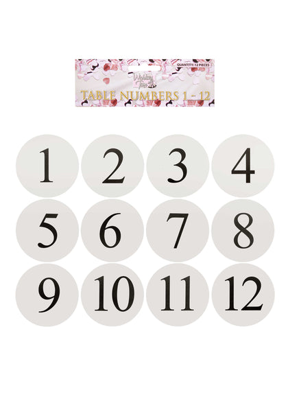 12 X Wedding Table Number Cards Ivory Numbered 1- 12