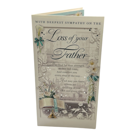 Loss of Father Floral Design Sympathy Opacity Card