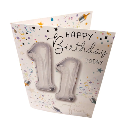 Happy Birthday 11 Today Have fun Balloon Boutique Greeting Card