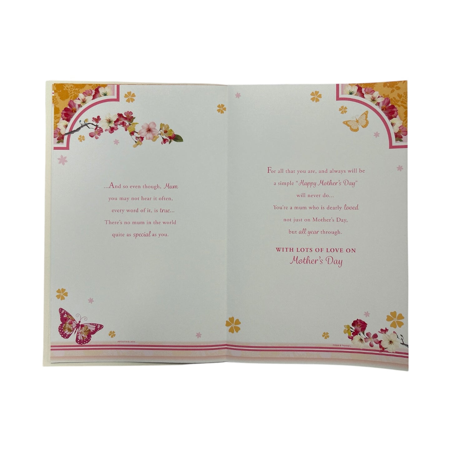 For A Special Mum 8 Pages Insert Luxury Gold Mother's Day Card