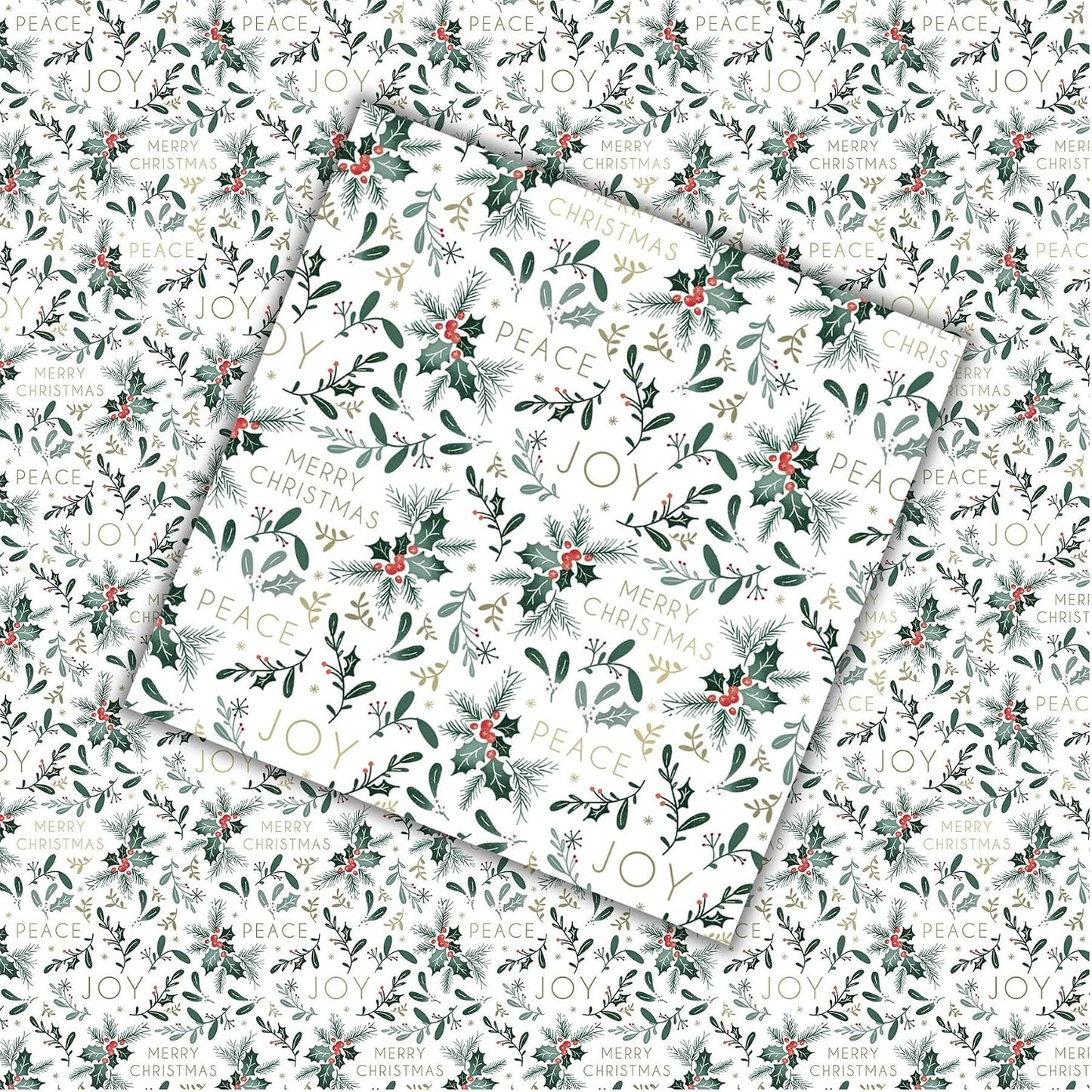 Pack of 8 Santa Snowflake Holly Christmas Gift Wrapping Paper Sheets