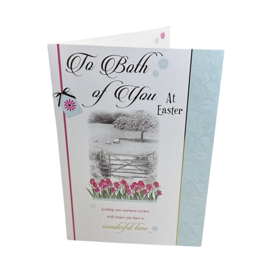 To Both Of You Wonderful Time Pink Tulips Design Easter Card