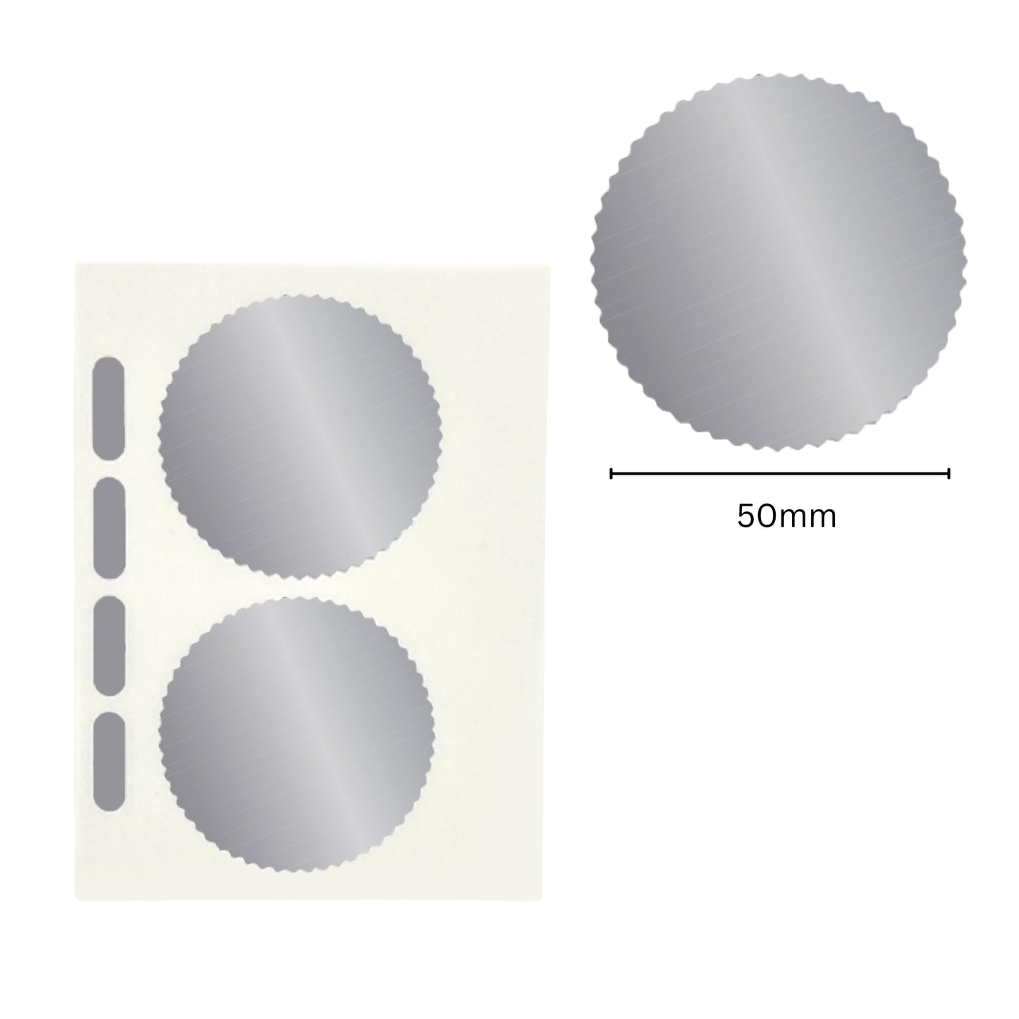 Pack of 6 Silver Foil Company Seals Labels 50mm