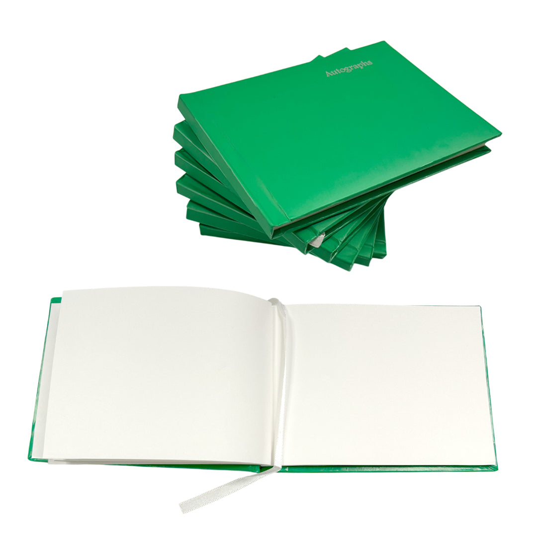 Pack of 24 Green 100 Pages Autograph Books – School Leavers Signature, End of Term Memory Book