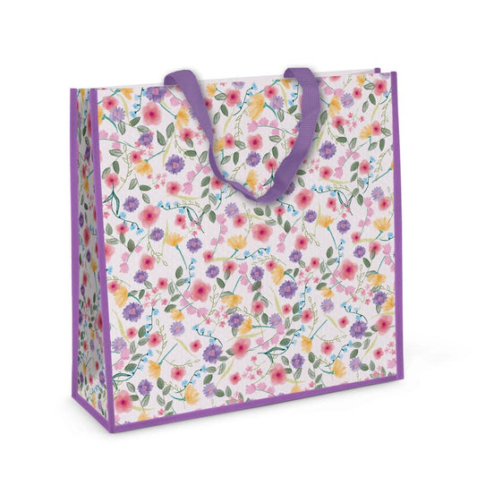 Pack of 12 Floral Square Jumbo PP Woven Bags