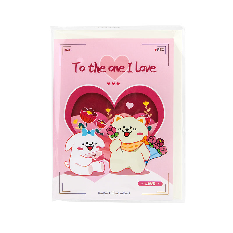 Cute Puppies & LOVE Theme Romantic 3D Pop Up Card