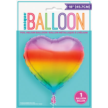 Gradient Rainbow Heart Foil Balloon 18