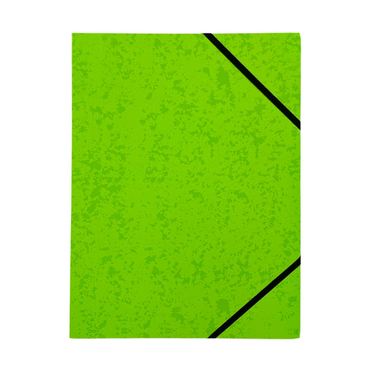 A4 Neon Green Card 3 Flap Folder With Elastic Closure