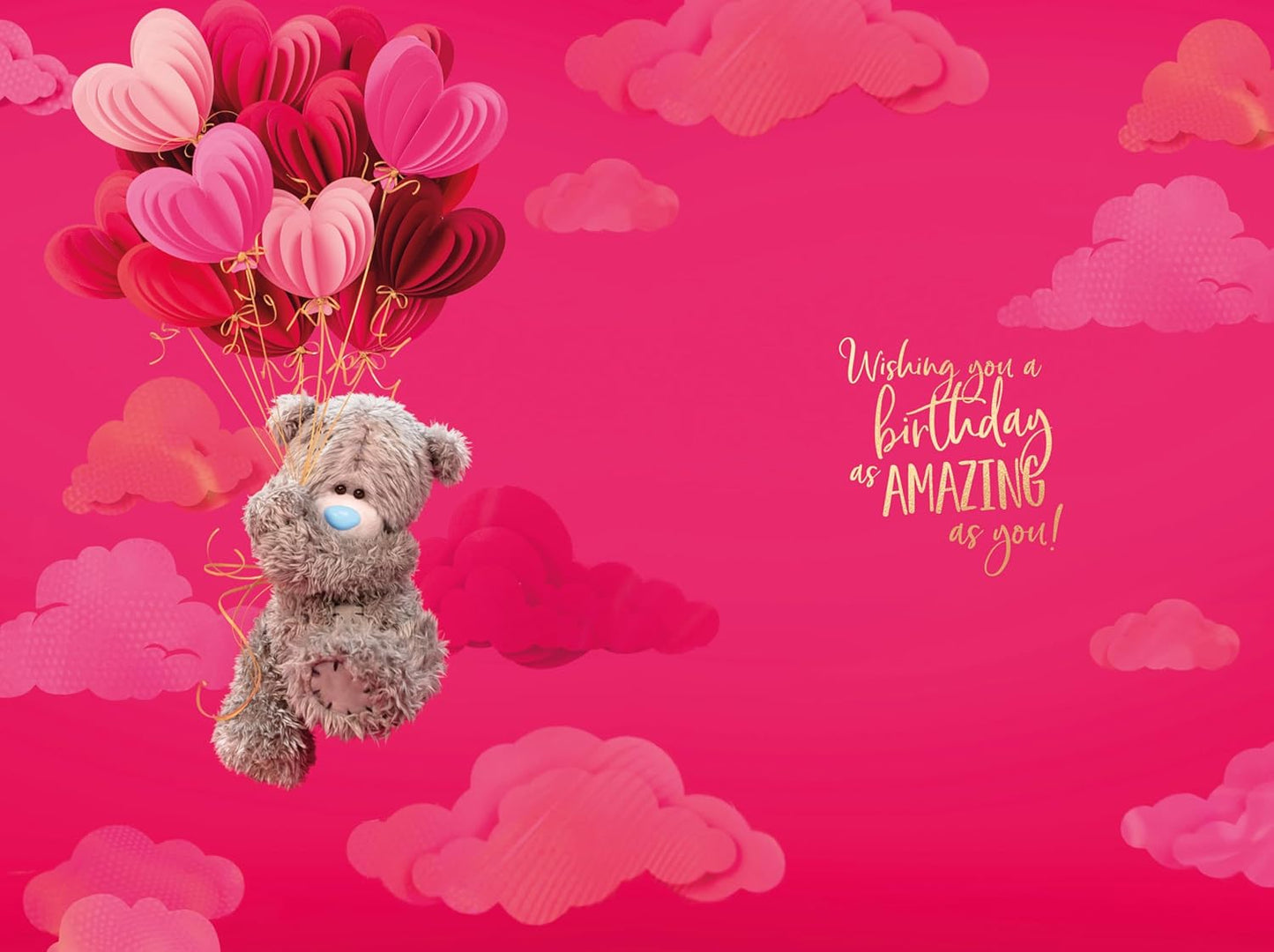 Bear With Balloons 3D Photo Finish Keepsake Girlfriend Birthday Card