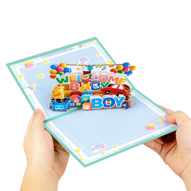 Bundle of Joy Welcome Baby Boy 3D Pop Up Greeting Card