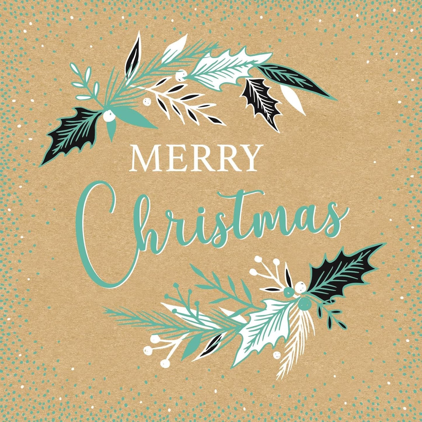 Pack of 10 Mini Kraft Foliage Design Christmas Cards