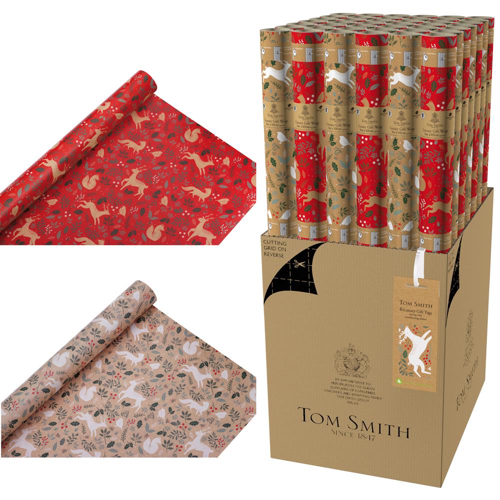 Single 3m Festive Christmas Woodland Gift Wrap Roll