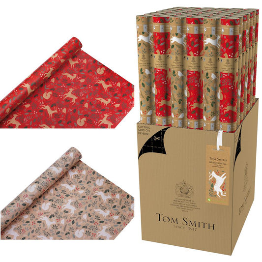 Single 3m Festive Christmas Woodland Gift Wrap Roll