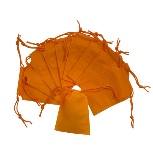 Pack of 25 Orange Coloured 12x9cm Non-Woven Drawstring Bags