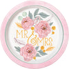 Pack of 8 MR & MRS Painted Floral Round 9" Dinner Plates