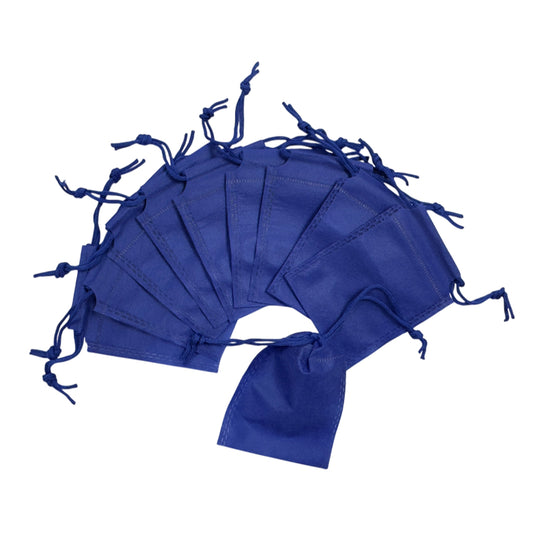 Pack of 100 Blue Coloured 12x9cm Non-Woven Drawstring Bags