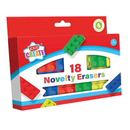 Pack of 18 Novelty Brick Erasers