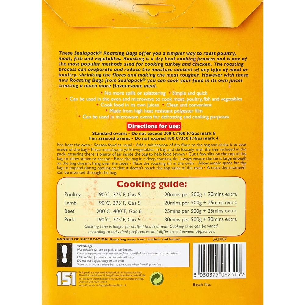 Pack of 72 Roasting Bags 25cm x 38cm