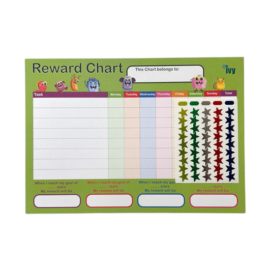 Pack of 4 Children's A4 Motivational Reward Charts With 225 Star Stickers