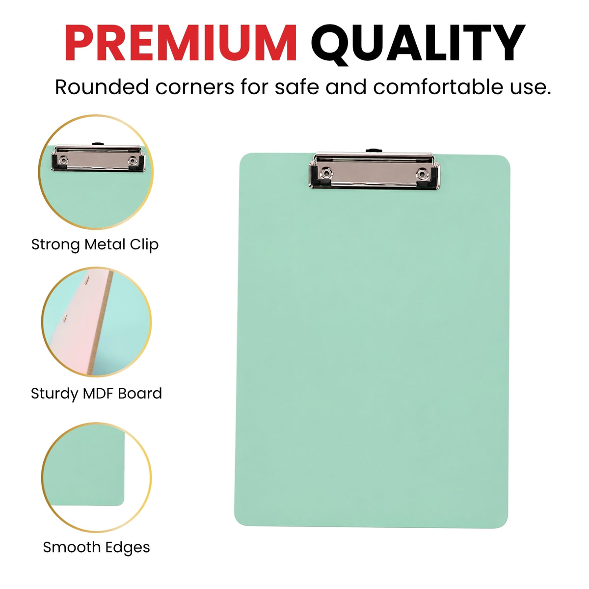 Pack of 4 Rigid Mdf A4 Erasable Green Whiteboard Clipboards