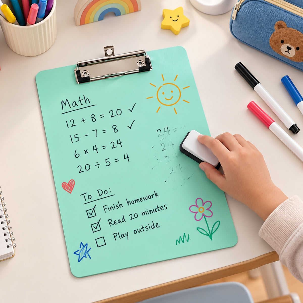 Pack of 12 Pack of 4 Rigid Mdf A4 Erasable Yellow Whiteboard Clipboards