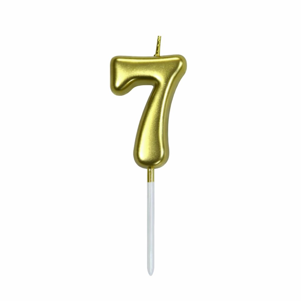 7 Number Gold Candle For Birthday Party - Cake Topper for Kids & Adults