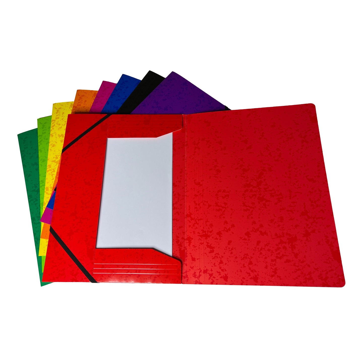 Pack of 12 A4 Pink Card 3 Flap Folders With Elastic Closure