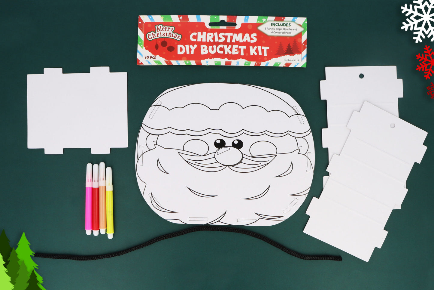 Christmas DIY Bucket Kit with 4 Colouring Pens
