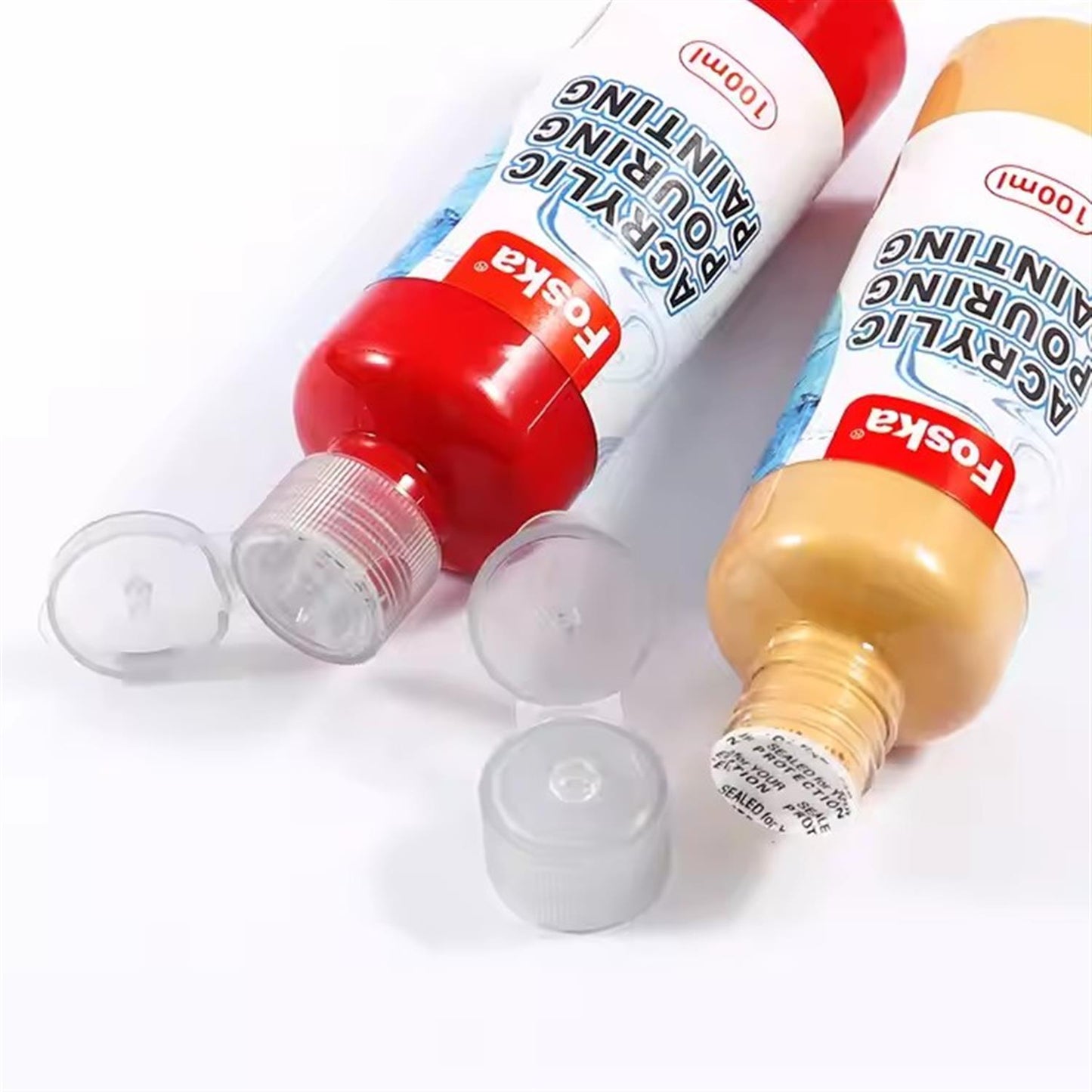 Pack of 4 Acrylic Pouring Paints 100ml- White, Green, Light Blue, Dark Blue