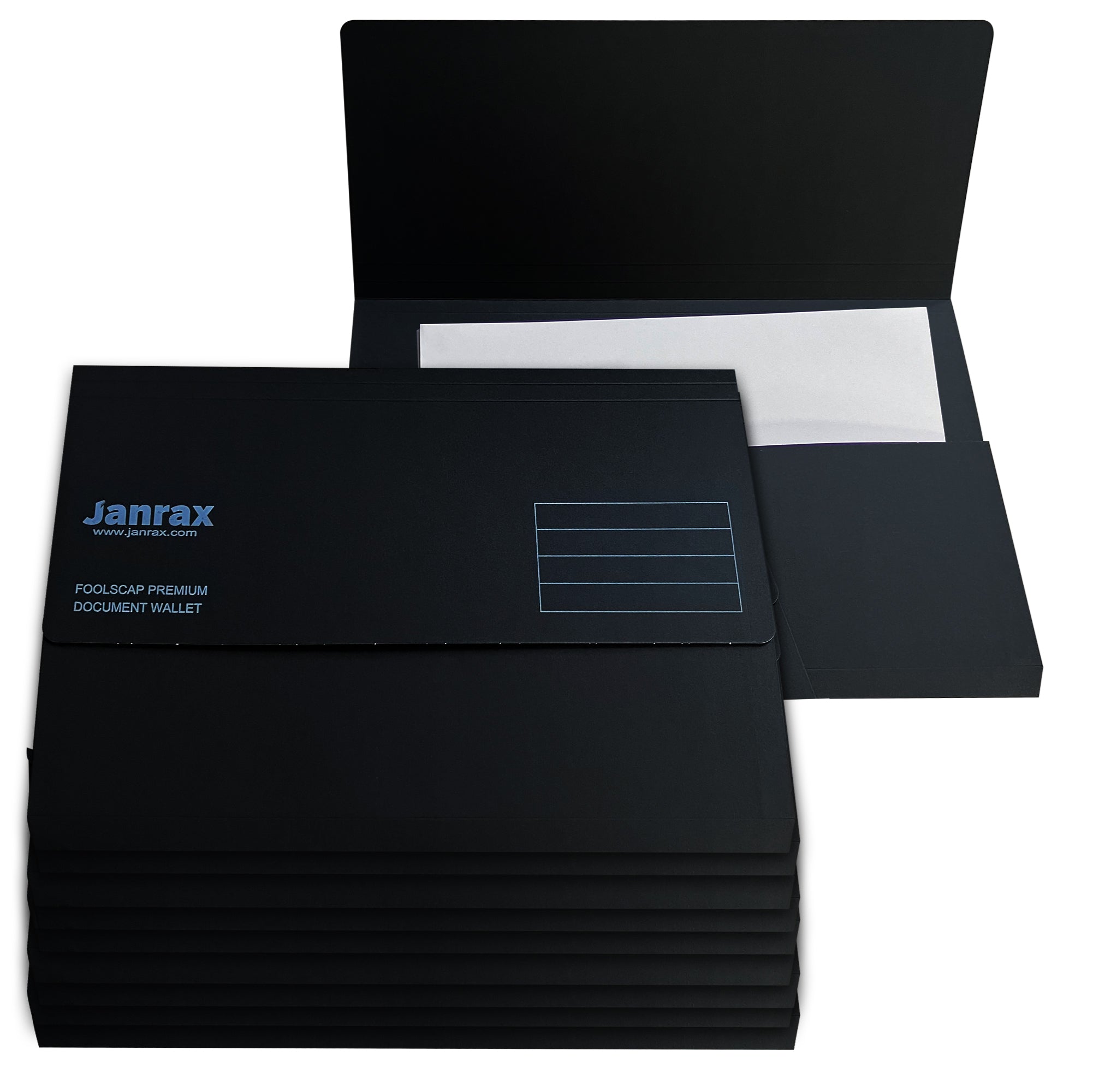 Pack of 10 Black Card Premium Foolscap Document Wallets– Choice Wholesale