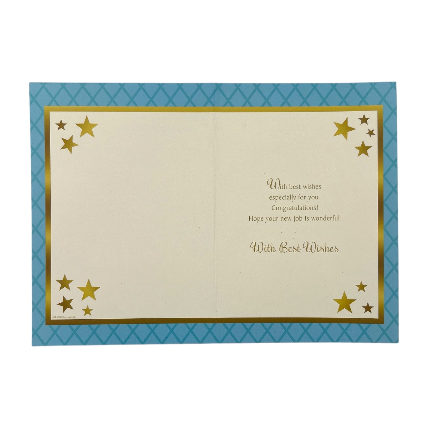Good Luck On Your New Job Gold Stars Blue Greeting Card