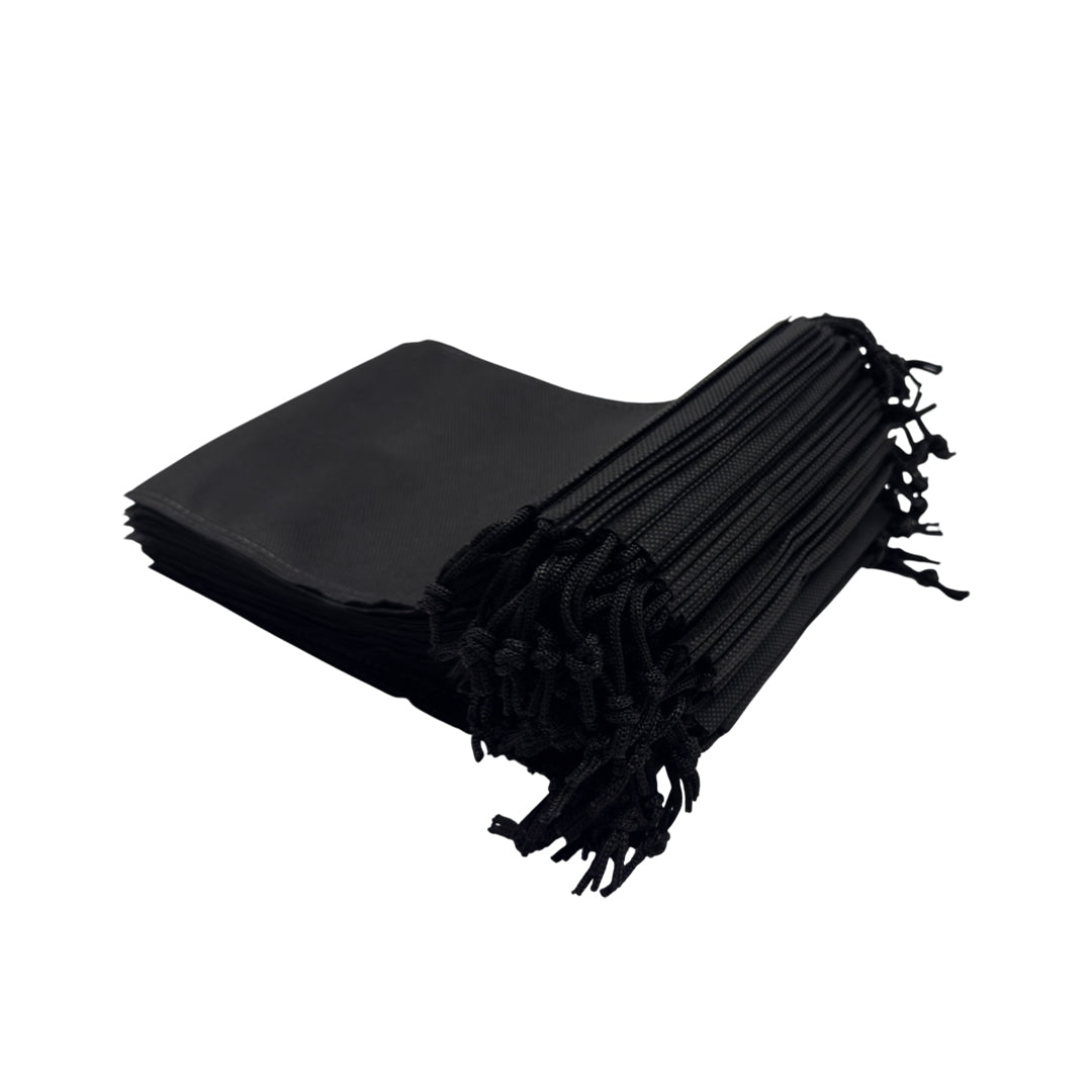 Pack of 25 Black Coloured 20x15cm Non-Woven Drawstring Bags
