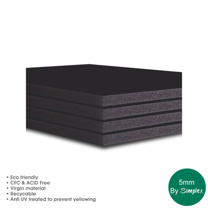 Pack of 10 A1 5mm Black Foam Boards with Core