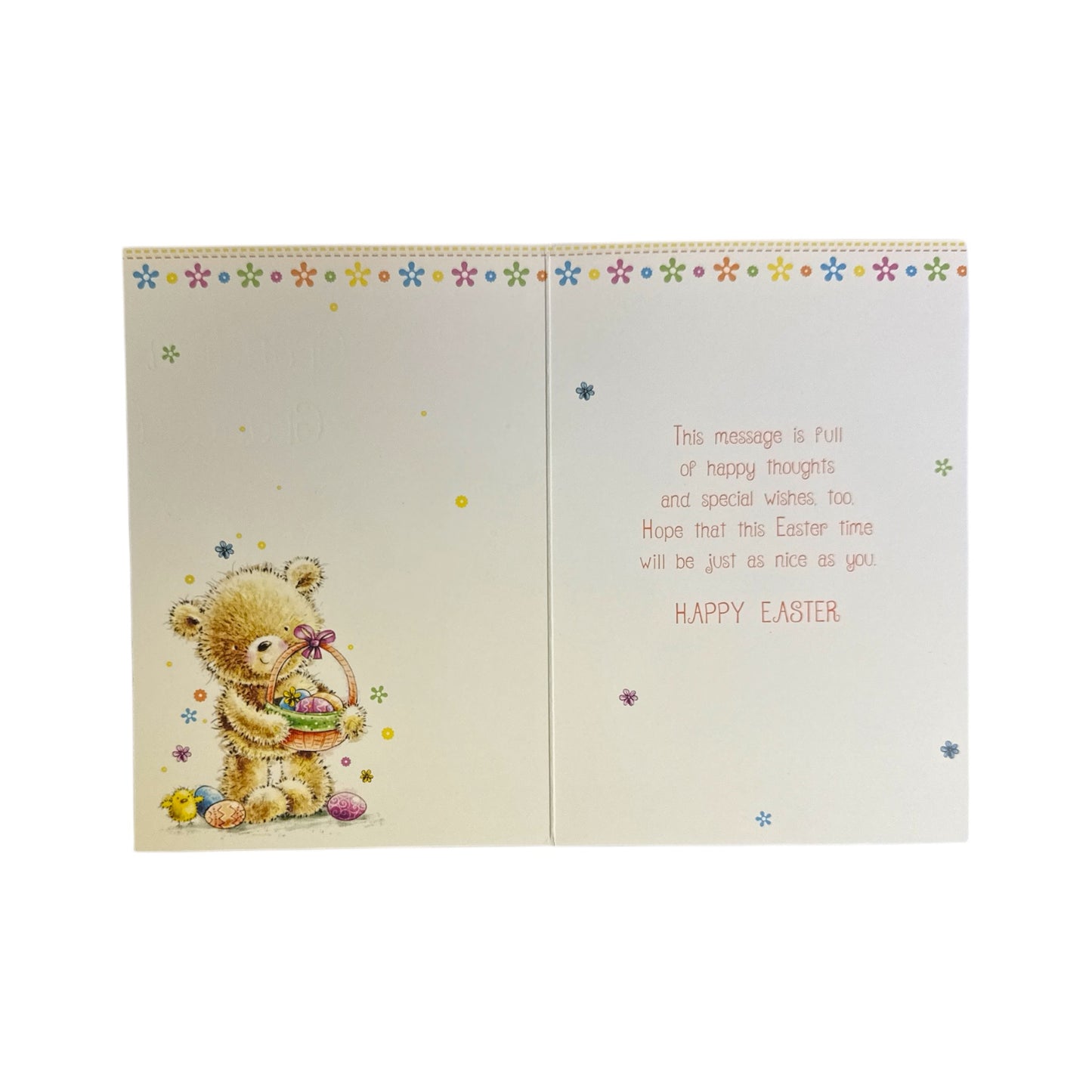 For Grandma And Grandad Teddy Holding Egg Basket Design Easter Card