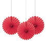 Pack of 3 Ruby Red Solid 6" Tissue Paper Fans